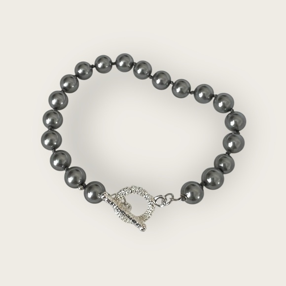 Genuine Gray shell pearl bracelet silver plated Tagle - Picture 6 of 9